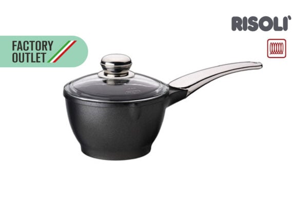 Pentolino cm 20 Induzione manico acciaio inox S/steel con coperchio vetro pomolo acciaio inox S/steel Factory Outlet